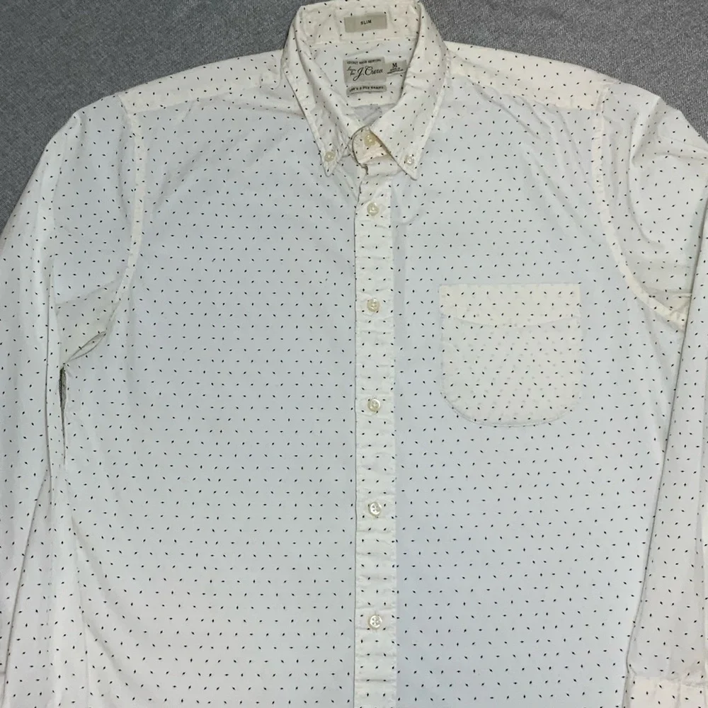J.Crew Slim Fit Secret Wash Shirt Medium White Navy Micro Print